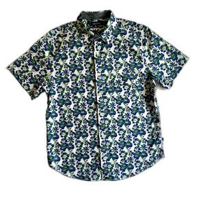 NAUTICA Mens SZ M SS Lightweight Tropical Floral Button Up Shirt Beach Hawaiian